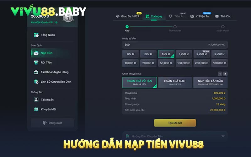 Quá trình nạp tiền đơn giản